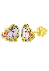handsome princess rainbow unicorn stud earrings for toddler 